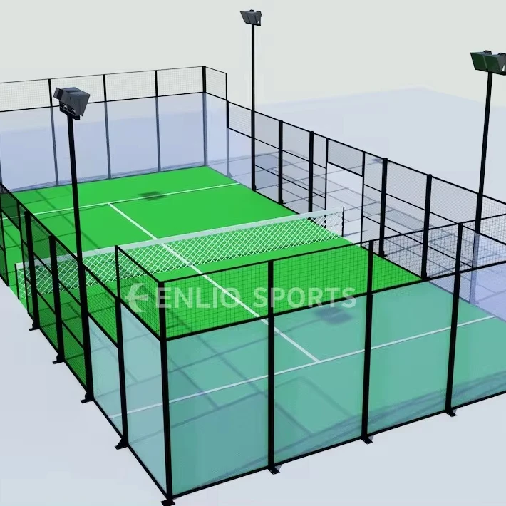 Enlio panoramic padel balls sets roof padel court paddel cancha de padel court with with roof manufacturer