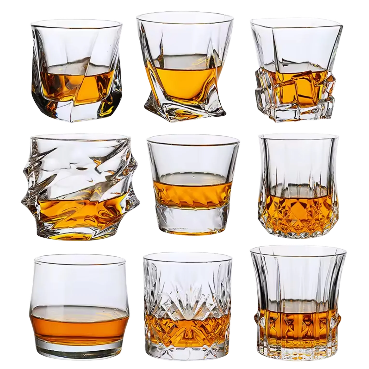 Wholesale Hot Sale Customized Thick Bottom Crystal Whiskey Glass Cup Whisky Glasses Logo Cup Wine Glassware For Bar