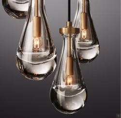 Modern Staircase Glass Pendant Water Drop Light LED Crystal Raindrop Chandelier For Long Lamp