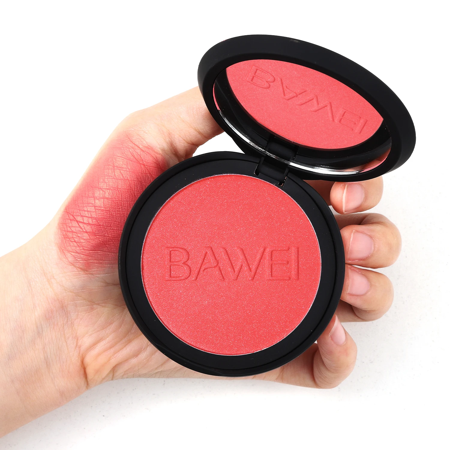 ODM OEM Private Label High Pigmented Glitter And Matte Cheek Blush Lightweight Rose Pink Makeup Powder Blusher