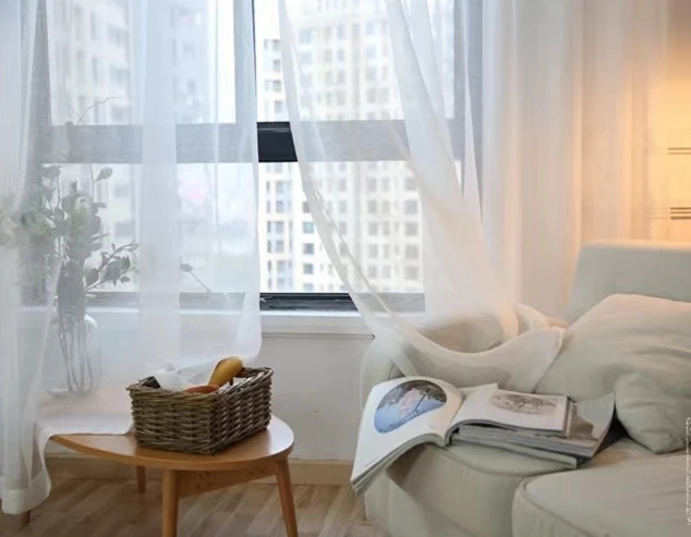 Hot Selling Textured Linen Style Slub Sheer Curtain Fabric 100%Polyester Slub Linen Look Sheer Fabrics For Curtains Living Room