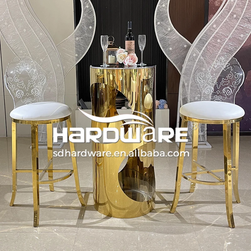 Bar Furniture Unique Design Round Mirror Glass Highboy Bar Table