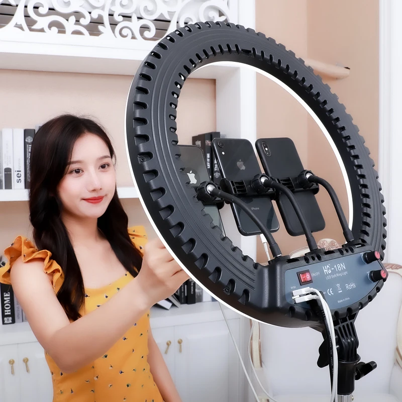 2020 Amazon горячие продажи 18 дюймов макияж ring light СВЕТОДИОДНЫЙ круг кольцо-вспышка для селфи с держателем для сотового телефона штатив-Трипод стойка