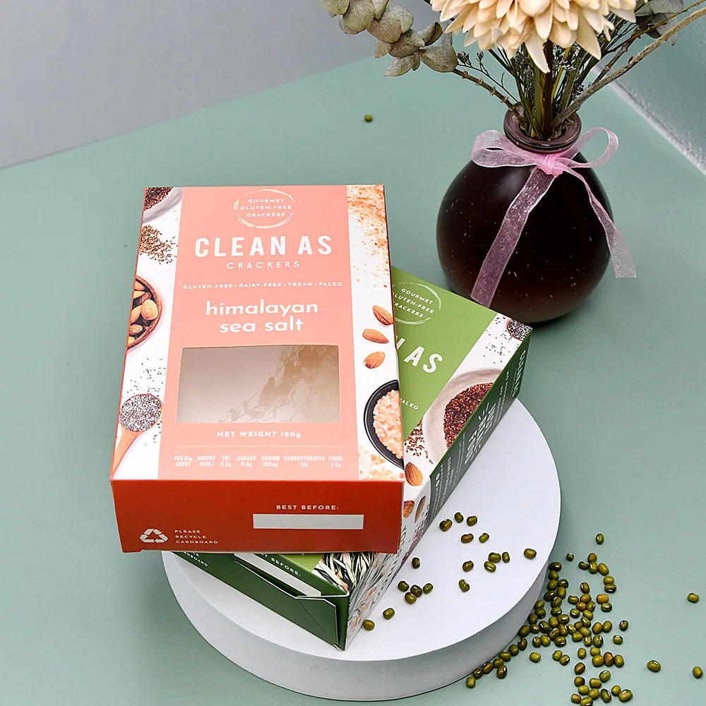 Customized food grade square biscuit box with window color printing packaging gift box