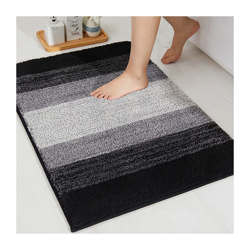 High Quality Country Flocking Bath Rug Striped Shaggy Water Absorbent Bath Mats For Bathroom/Living Room/Bedroom