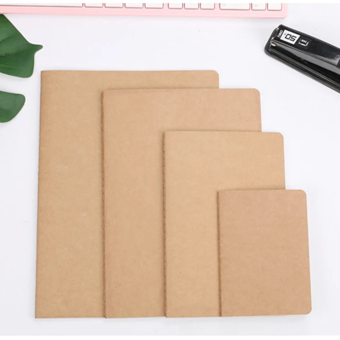 a4 a5 a6 b5 sewing binding blank lined black brown kraft paper composition notebook