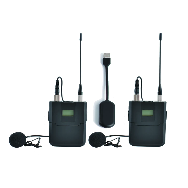 Wireless Lavalier Microphone Mobile Phone Live Broadcast SLR Interview Little Bee Rechargeable Microphone one Drag Two