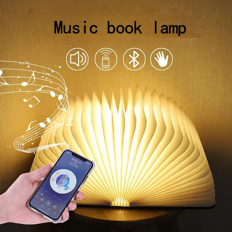 
Mini portable ornaments small pocket size Christmas gift book lamp folding book lamp solid wood creative bedside lamp 