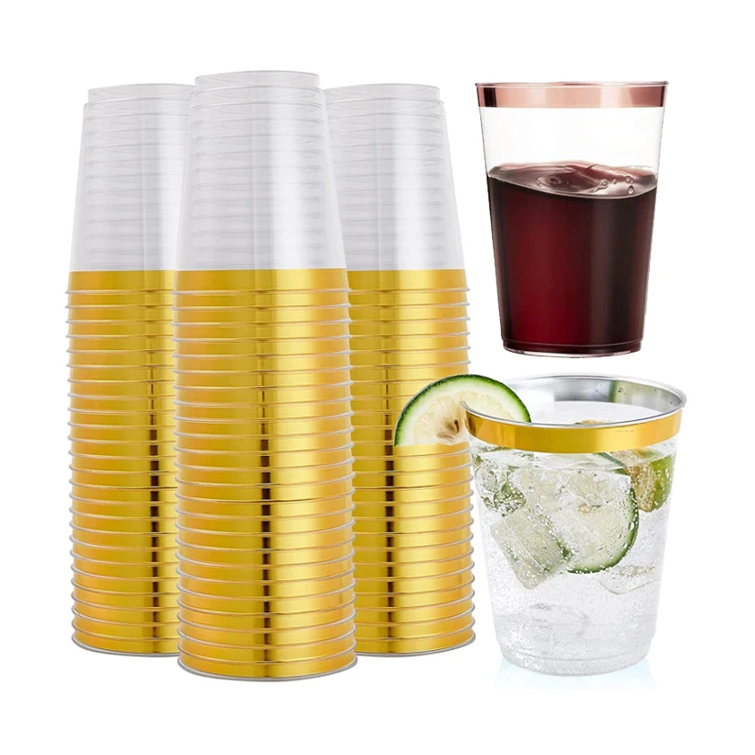 300 ml 10 oz Party rose gold disposable ps plastic drink cup water beer cup
