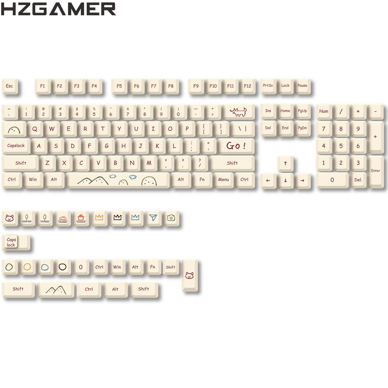 HZGAMER Customized Keycaps, PBT XDA Profile Keycap for Mechanical Keyboard ISO ANSI Layout Keycaps