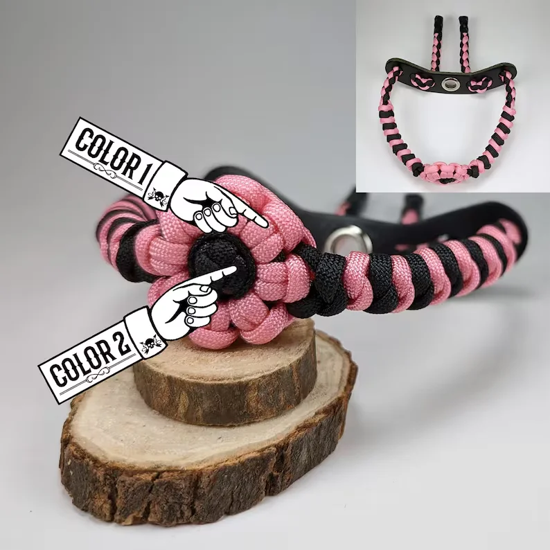 550 paracord custom outdoor adjustable bow wrist sling survival hunting shooting Custom Flower with Snake Knot Bow Sling