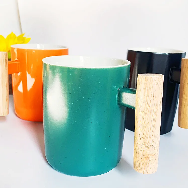  Eco friendly bamboo lid ceramic Porcelain Mug coffee tea