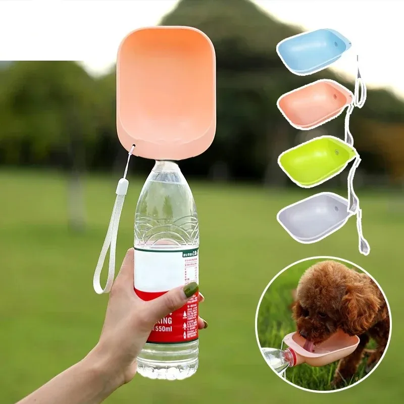 Convenient Portable Silicone Pet Dog Water Drinking Bowl Pet Outdoor Water Dispenser  Can Mount on Water Bottles