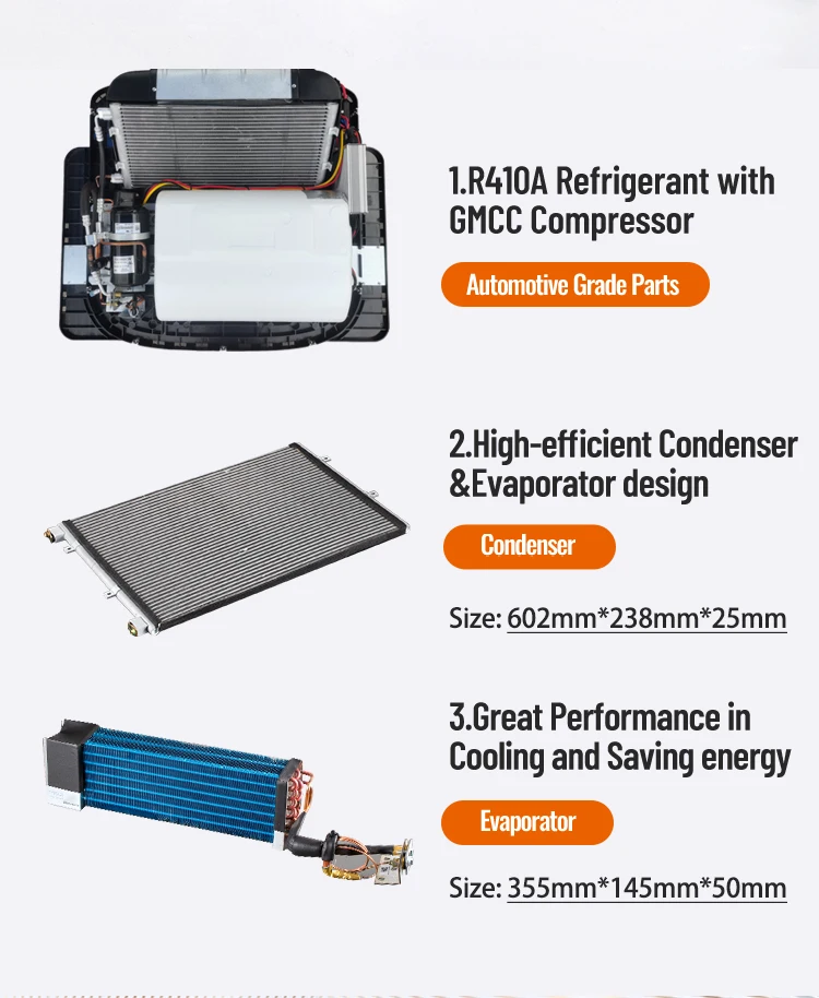 Roof Refrigeration Variable Frequency Skylight Integrated Parking Electric Air Conditioner For 24V Heavy Truck