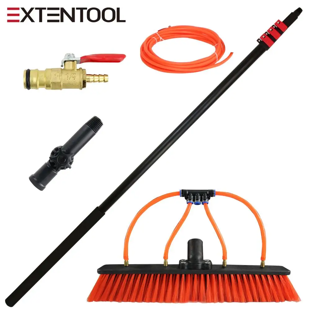 Extenclean solar cleaning brush telescopic cleaning rotating brush with 20FT aluminum extension pole from China manufacturer