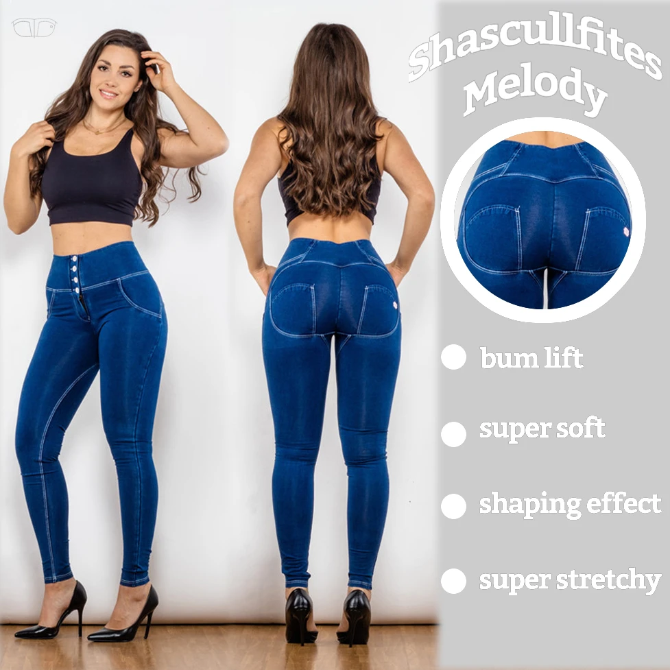 Melody wear athletic slim tapered fit petite jeans indigo stylish jeans for girls womens high waisted jeans with buttons