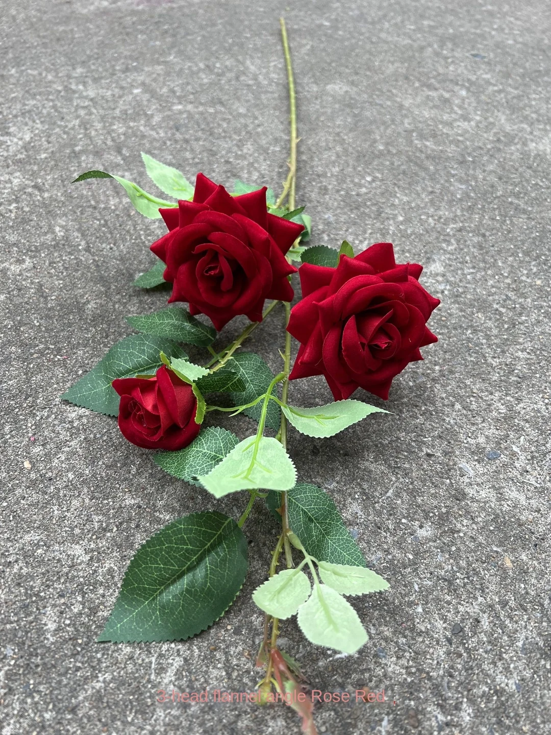 Red Flannel Rose Artificial Flower 3-5 Head and Single Head Wedding Decoration Cheap Foreign Trade Wholesale Fake Flower