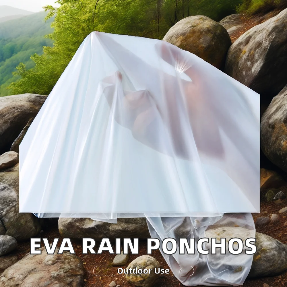 Lightweight Reusable Adult Rain Ponchos with Hoods and Sleeves Plastic Eva Waterproof Raincoat for Girls