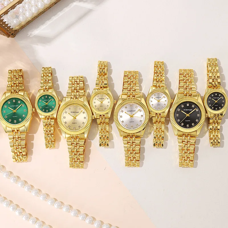 Wholesale Couple Watch Bling Hip Hop Fully Iced Out Silver Gold Dial Quartz Diamond Wrist Watches