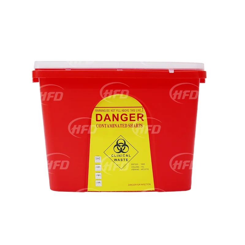 Hot Sale cheap price 15L biohazard sharp container of needle disposal with CE certificate