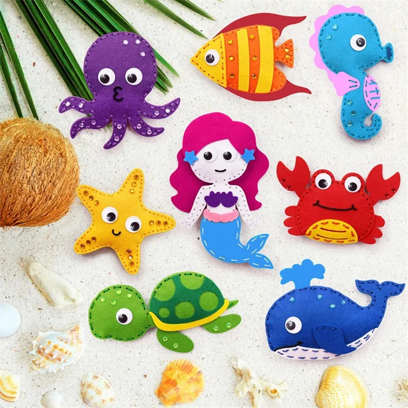 Wholesale DIY Beginners Educational Felt Animal Craft Set Kids Sewing Kit