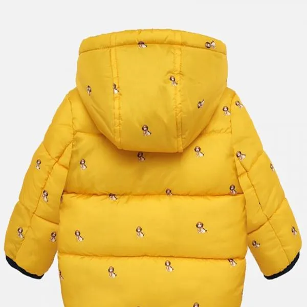 Quilted bandana shoulder denim  puffer genuine leather girls padding jacket