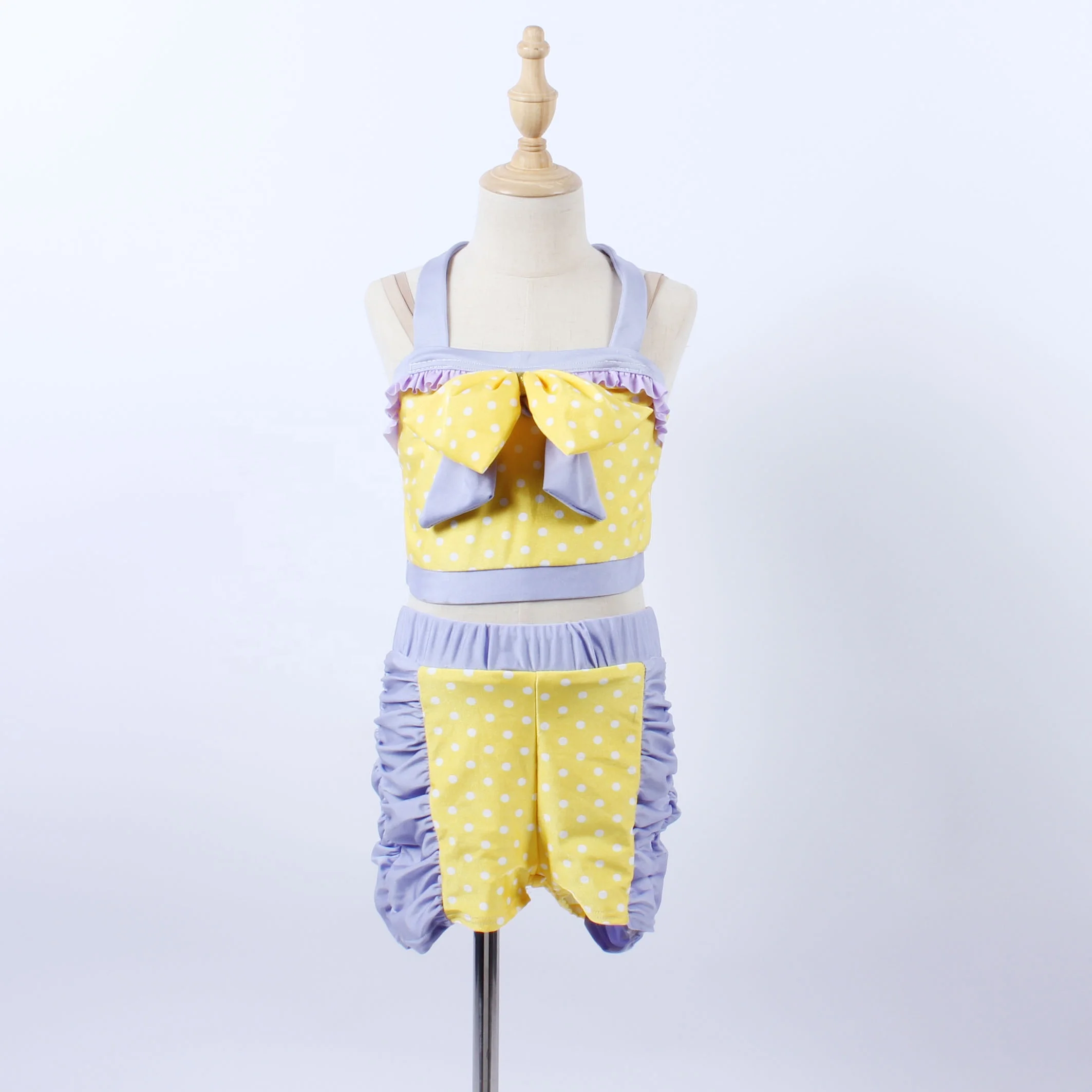 Women girl stretch spandex crop top leotard swim wear two pieces unitard dance wear Yoga practicing dance costume