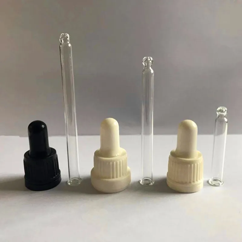 
Wholesale empty glass graduated dropper and glass pipette black cap 