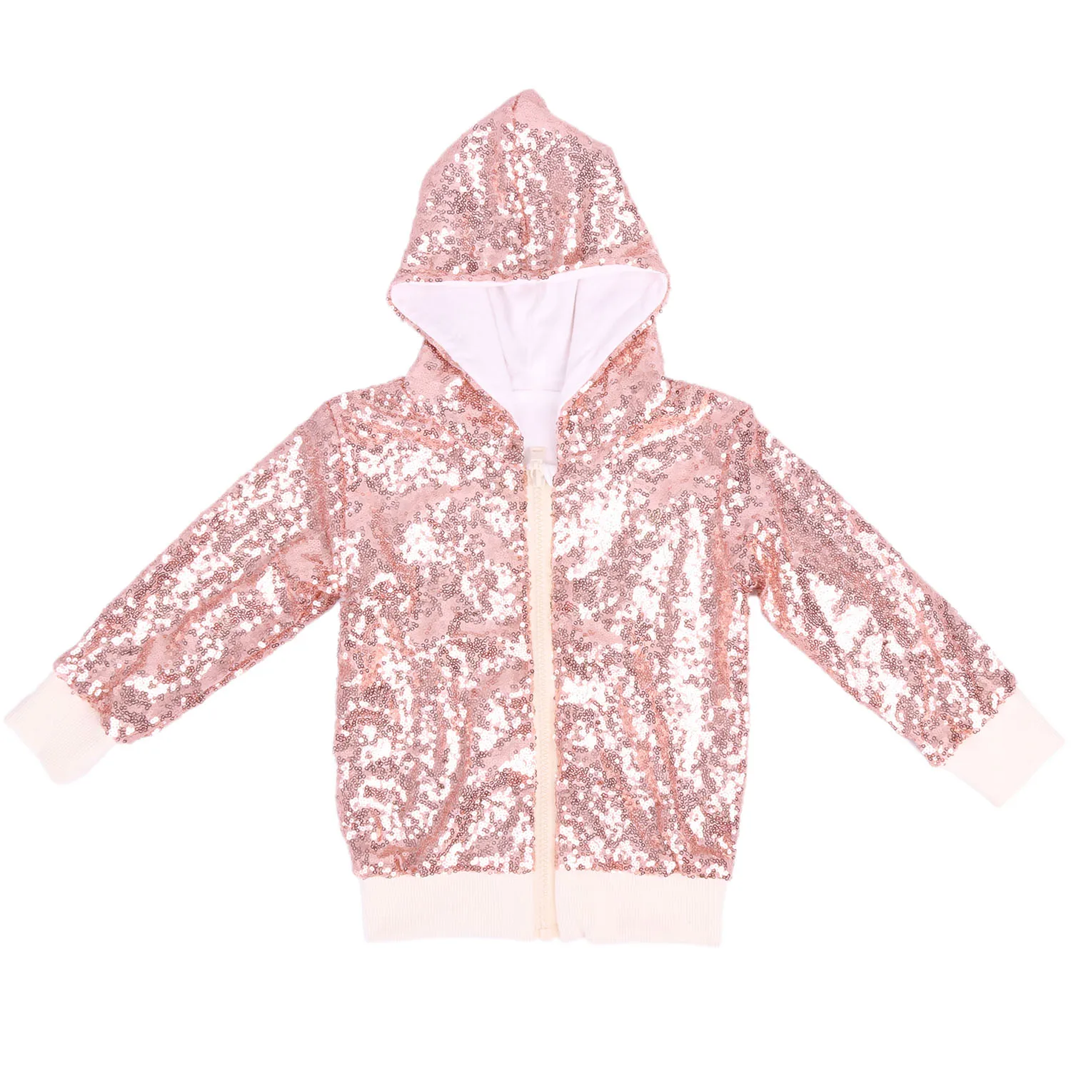 Sequin Jacket Girls Sparkle Long Sleeves Soft Lining and Comfortable Zip up Hoodie