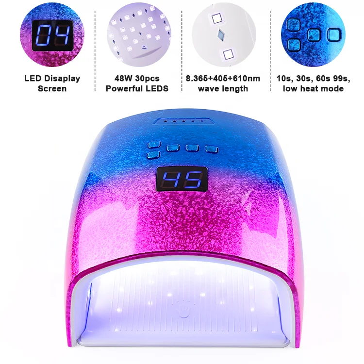 2021 New Rechargeable 48w pro cure wireless dual light rechargeable cordless sun uv led nails dryer gel lamp for salon manicure