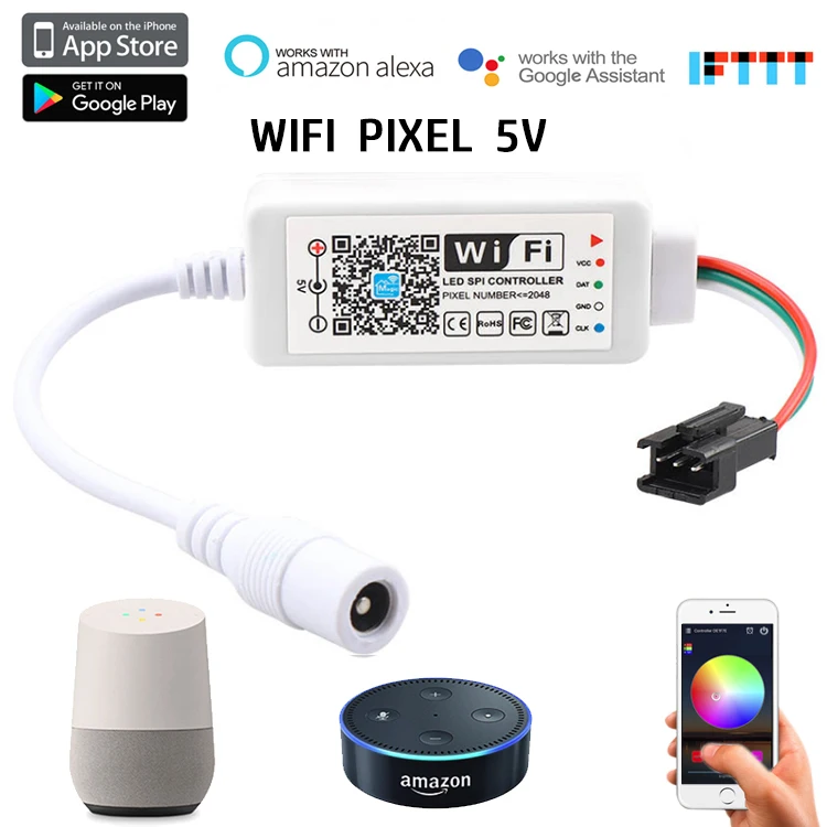Контроллер magic home wifi spi для WS2812B sk6812 ws2813 sk9822 APA102 Светодиодная лента dream color 5 в постоянного тока