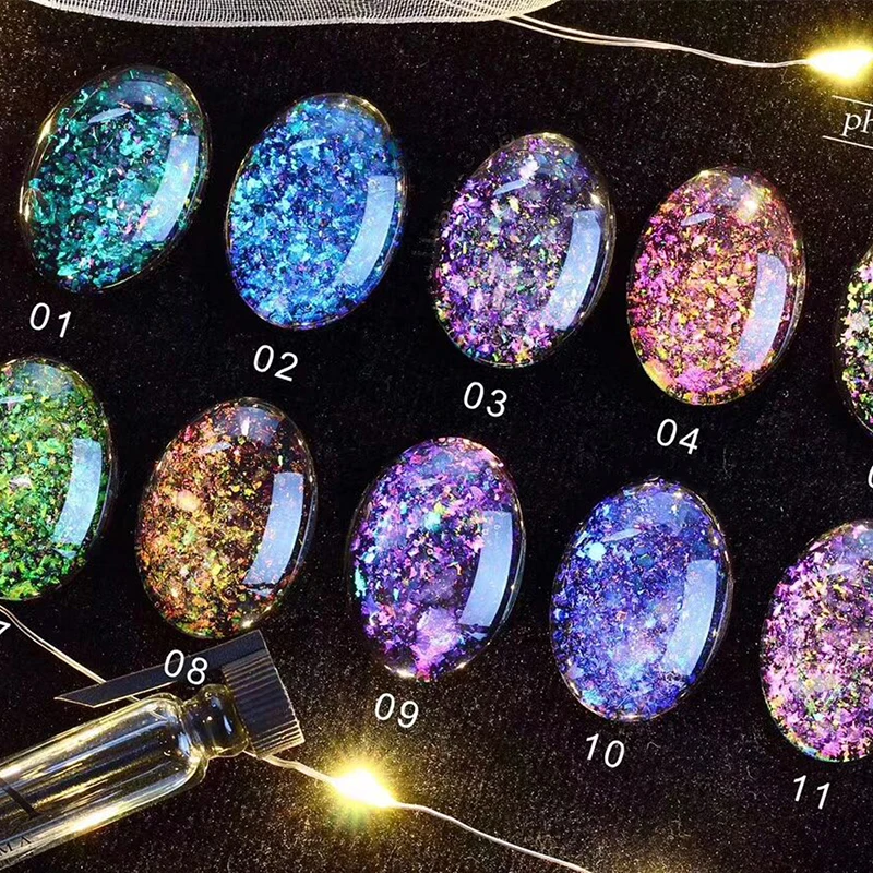 Private Label Bling Glitter Sequins Laser New Gel Top Coat Nail Gel Polish