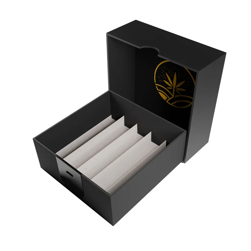 Wholesale Paper Packaging Box Pre Stash Box Roll Smell Proof Child Resistant Cone Packaging Paper Box with Divider