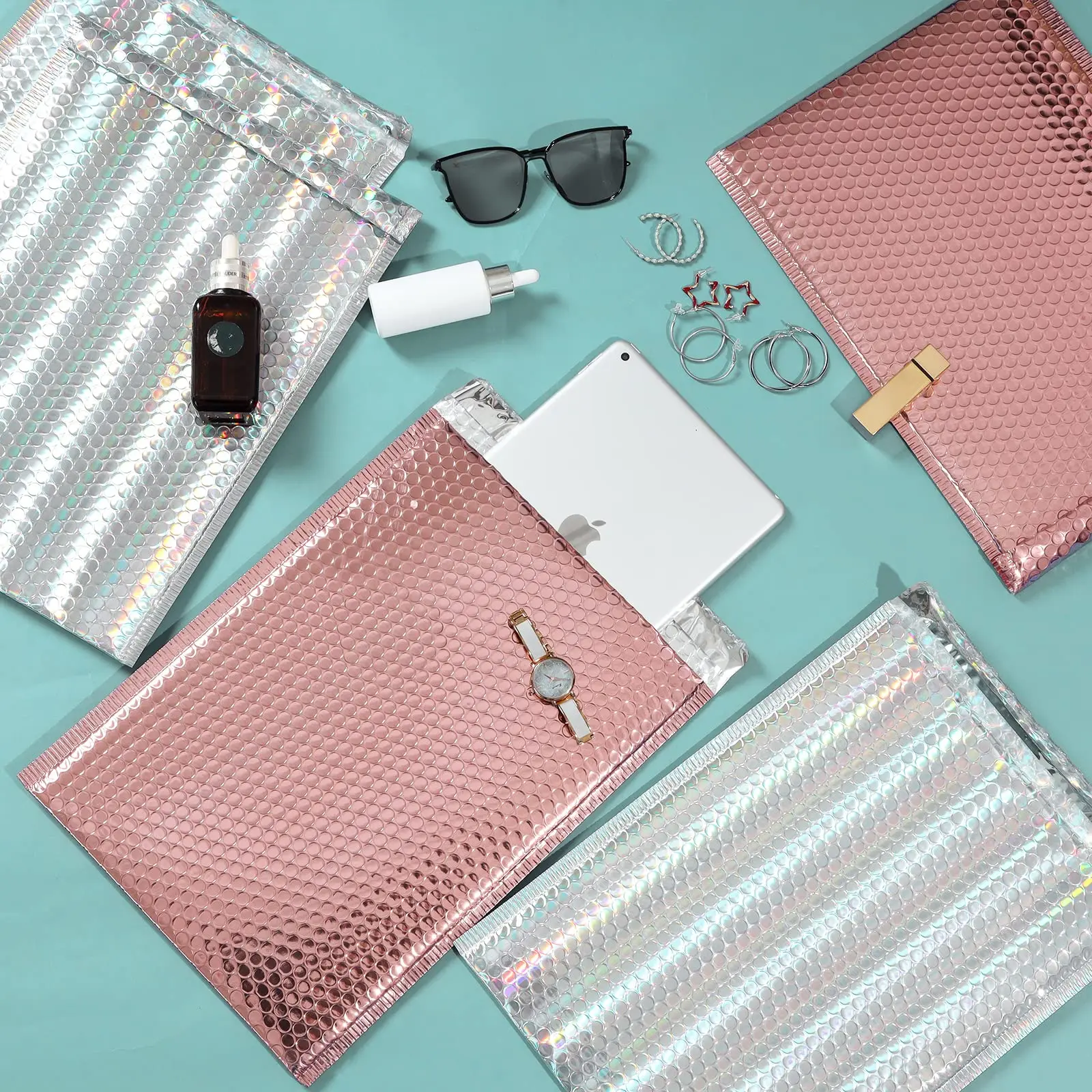 Low Moq Customized Color And Size Bubble Mailer Rose Gold Padded Envelopes Bag