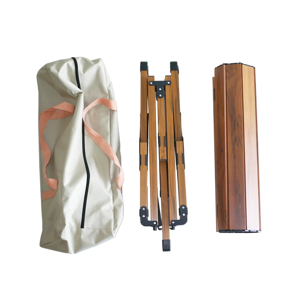 Wheelsky Portable Wood Grain Aluminum Egg Roll Table Garden Lawn Beech Picnic Outdoor Folding Table For Camping