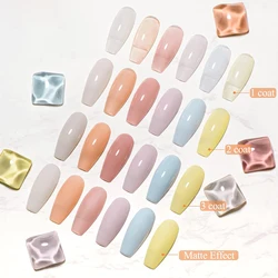 Upcoming color trend transparent cherry jelly milky white sheer pink nude nail gel polish