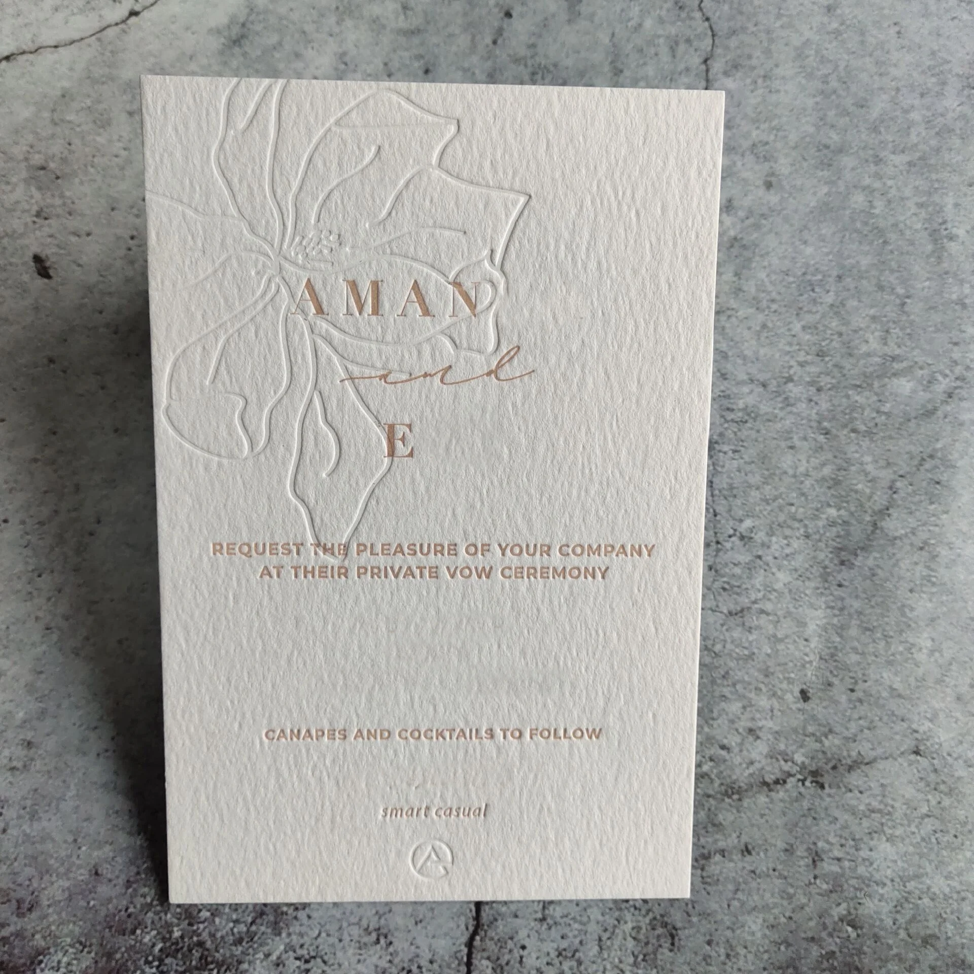 Luxury Classic debossed card Letterpress Wedding Invitation printing