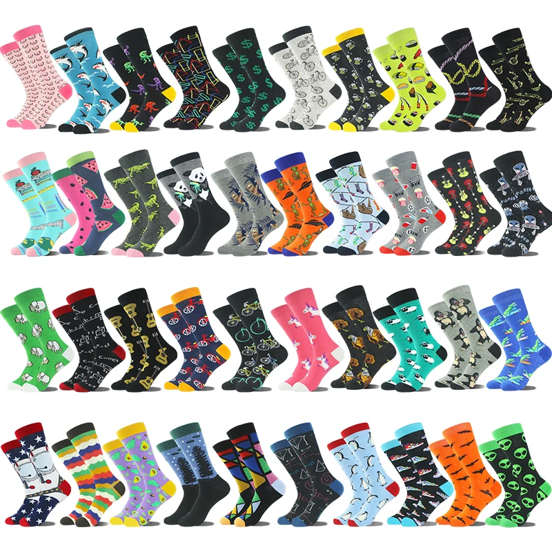 Whale Wholesale Custom Logo Design Calcetines Cotton Mens Socks Unisex Customized Fashion Colorful Funny Happy Crew Socks Men