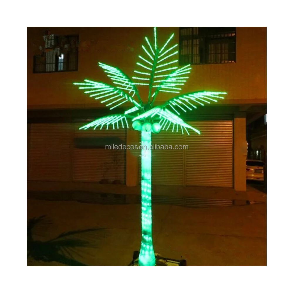 Artificial LED Lighted Tall Coconut Tree Outdoor Waterproof Holiday Events Decoration Palm Light Up Tree