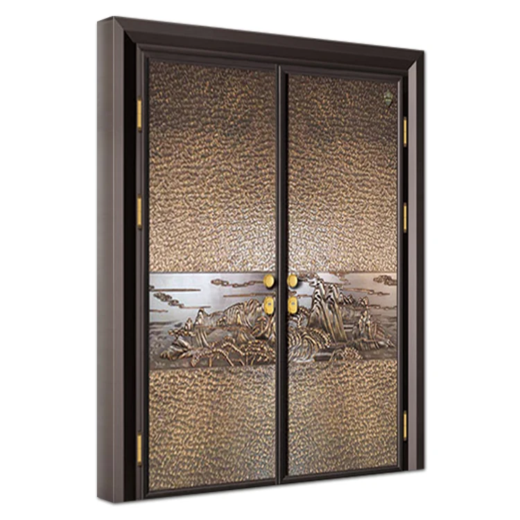 Exterior front entry shellproof metal doors design house villa outdoor bulletproof double steel armored door