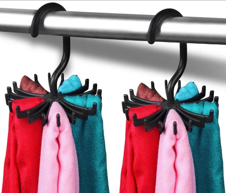 20 hooks rotated plastic hangers for scarf and sock holder