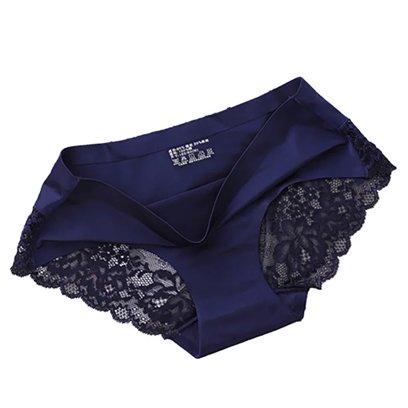 Wholesale Women Ice Silk Pants Sexy Undies Ladies Lace Briefs Seamless Underwear