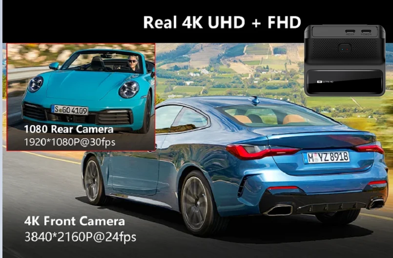 mini Ultra HD 4K Dash Cam Front and Rear Dual Camera Support WIFI GPS & App Control 24H Parking Monitor support 256g SD Card
