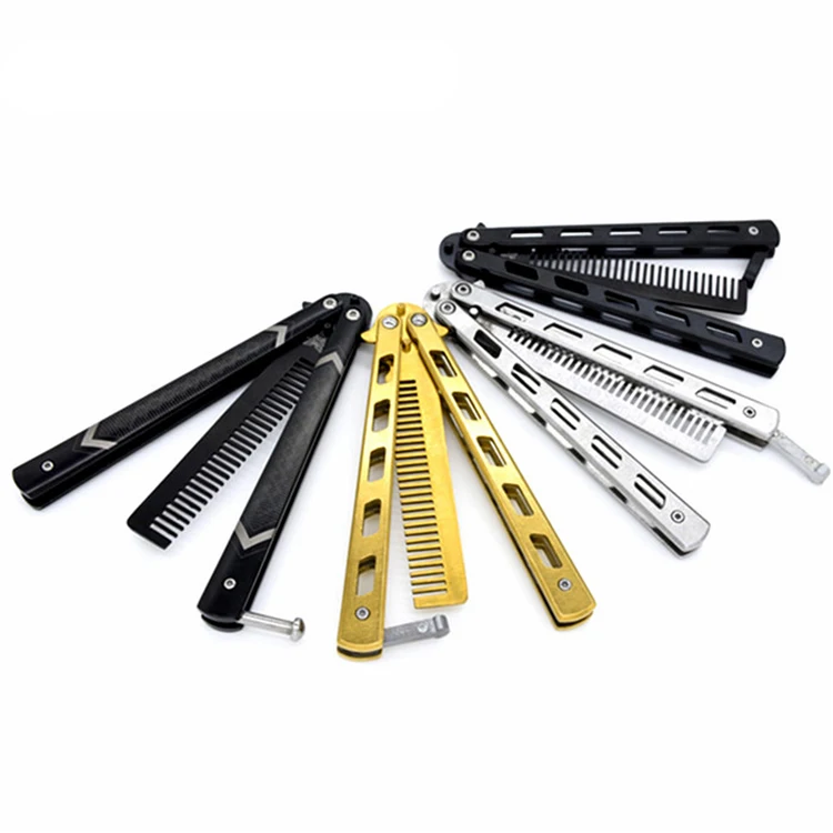 Wholesale high quality private logo beard care stainless steel folding beard pocket comb