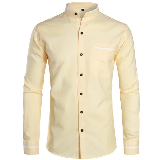 Custom men classic mandarin collar business shirt oxford cotton long sleeve formal shirts 2022