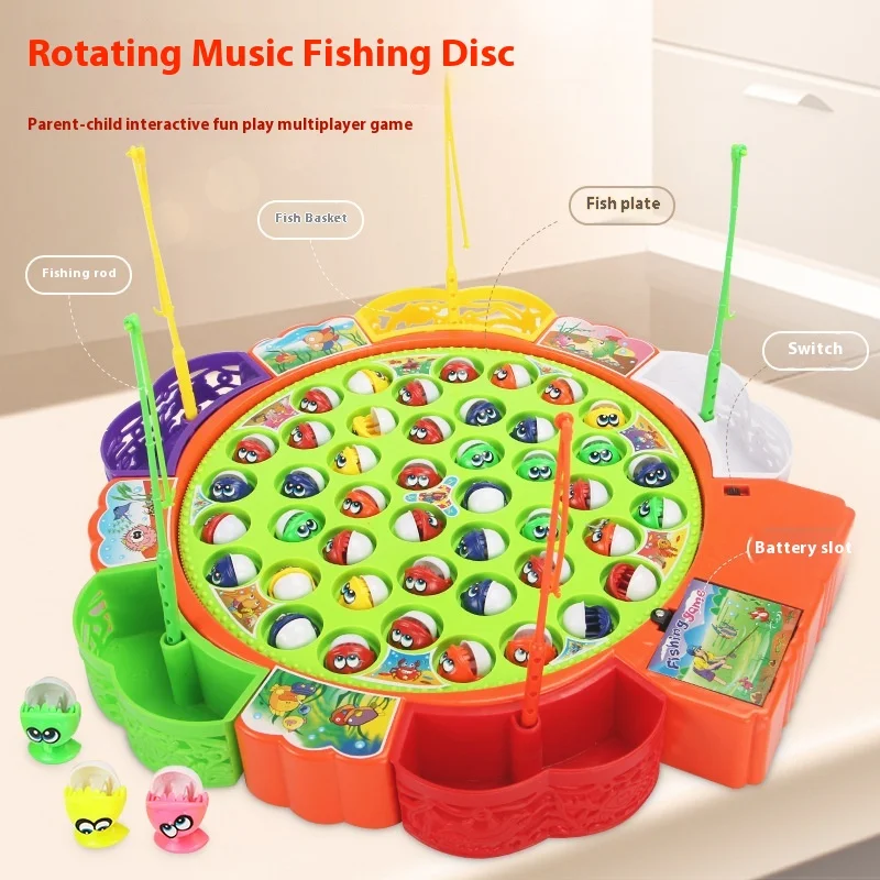 Интерактивный Набор для родителей и детей электрическая рыболовная игрушка 45 пластиковых рыбных блоков с вращающейся рыболовной тарелкой