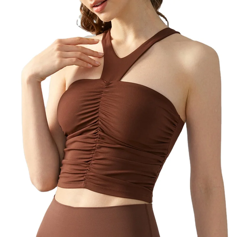 GOOCH Customized Spring and summer new fashion off-shoulder top sleeveless slim top chest bag solid color mesh tube halter strap