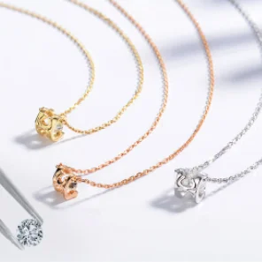 Lab grown diamond necklace dainty solitaire necklace 18k white gold diamond necklace lab diamond