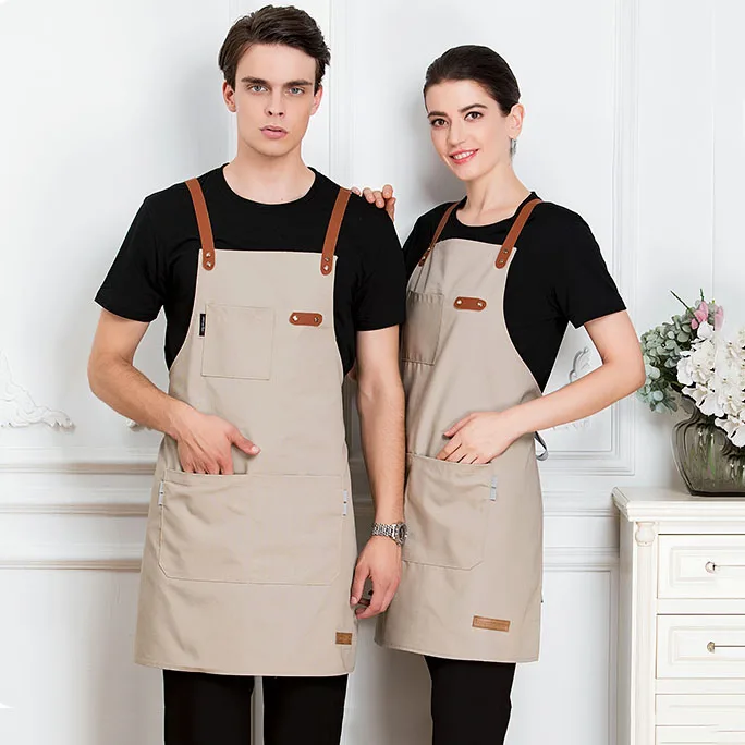 Wholesale Custom Beauty Salon Apron Logo Kitchen Cooking Barista Coffee Shop Apron