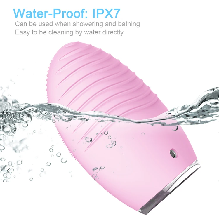 Borim Ipx7 Waterproof Ce Fcc Rohs Mini Portable Silicone Ultrasonic Vibrating Sonic Face Cleanser Brush Electric Facial Massager